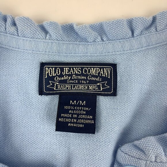 Polo Jeans Co Womens Polo Short Sleeve Button Down Blue Medium - Picture 2 of 9